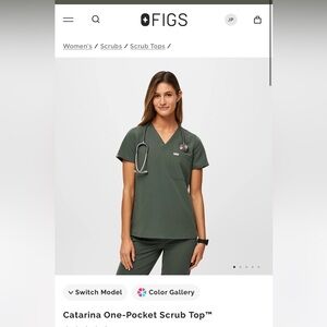 Figs Women's Scrub Top - color: Moss